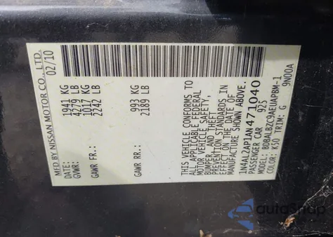 2010 Nissan Altima 2.5 S from USA, damaged, VIN 1N4AL2AP1AN471040